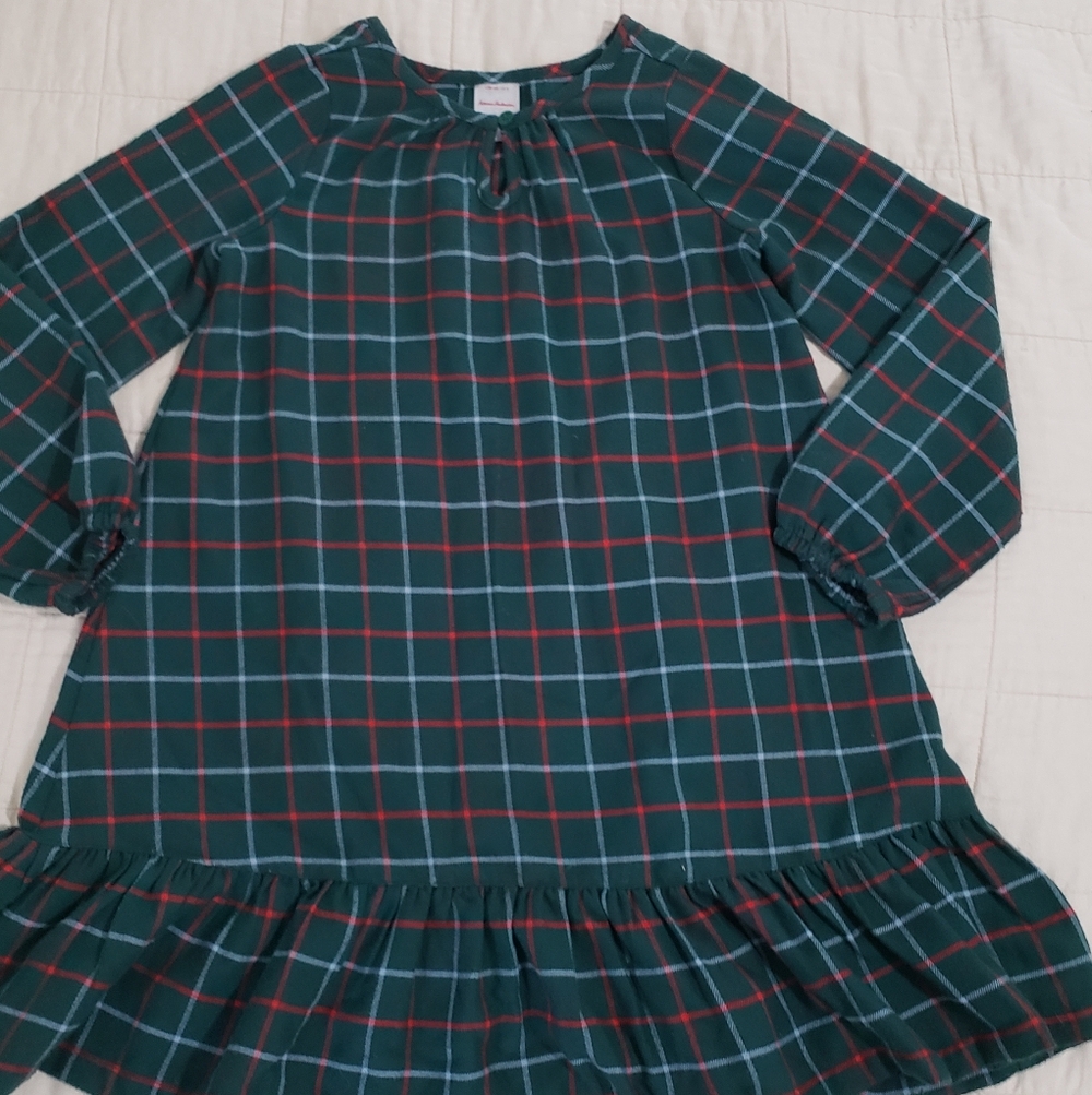 Hanna Andersson Green Plaid Nightgown Christmas Holiday Cabin Size 8 130cm